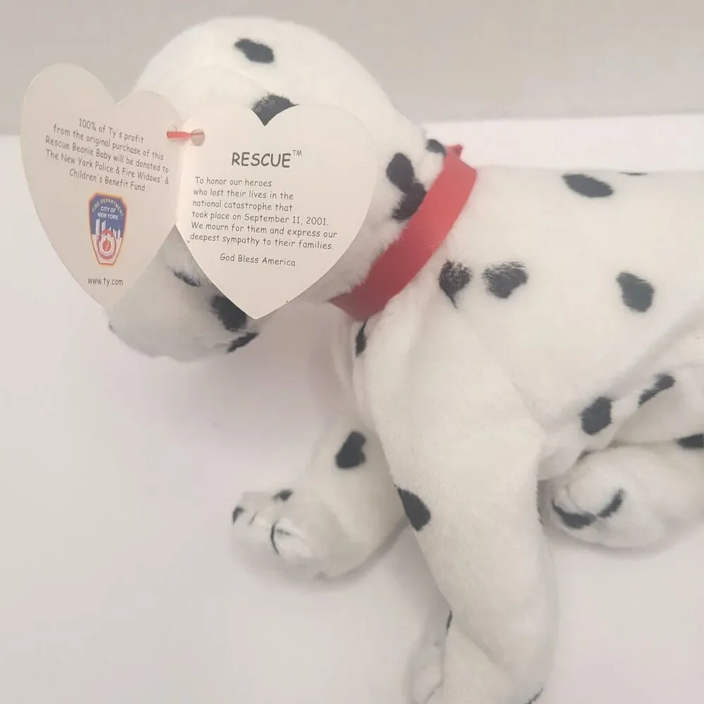 Ty Beanie Baby Rescue FDNY Dalmatian Dog 2001